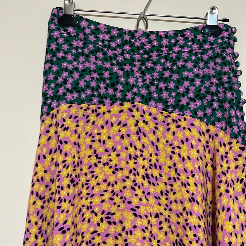 Topshop Mixed Floral Midi Handkerchief Skirt 4P - Picture 5 of 9